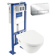 VILLEROY ET BOCH - WC suspendu sans bride  Architectura + abattant + Bâti-support ViConnect + Plaque de commande - vignette