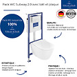 VILLEROY ET BOCH - Pack WC sans bride  Subway 2.0 avec abattant frein de chute + bâti Viconnect PRO + plaque Chromé mat - vignette