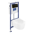 VILLEROY ET BOCH - Pack WC suspendu sans bride  Avento + Bâti support ViConnect Pro + abattant frein de chute + plaque noir mat - vignette