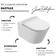 JACOB DELAFON - Cuvette WC suspendu sans bride Bastille avec abattant frein de chute et déclipsable - vignette