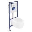VILLEROY ET BOCH - Pack WC suspendu sans bride  Avento + Bâti support ViConnect Pro + abattant frein de chute + plaque chromée - vignette