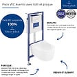 VILLEROY ET BOCH - Pack WC suspendu sans bride  Avento + Bâti support ViConnect Pro + abattant frein de chute + plaque chromée - vignette