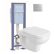 DURAVIT - Pack WC suspendu D-code avec abattant + bati support + Plaque de commande chromée - vignette