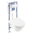 VILLEROY ET BOCH - Pack WC sans bride  Architectura avec abattant + bâti-support sol et mur Viconnect PRO + plaque blanche - vignette