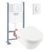 VILLEROY ET BOCH - WC suspendu sans bride  Architectura + abattant + bati support + plaque de commande blanche - vignette