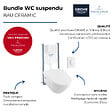 VILLEROY ET BOCH - WC suspendu sans bride  Architectura + abattant + bati support + plaque de commande blanche - vignette