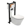 JACOB DELAFON - Pack WC suspendu sans bride Rodin+ avec abattant + bâti support + plaque blanche - vignette
