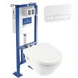 VILLEROY ET BOCH - WC suspendu sans bride  Architectura + abattant + Bâti-support ViConnect + Plaque de commande - vignette