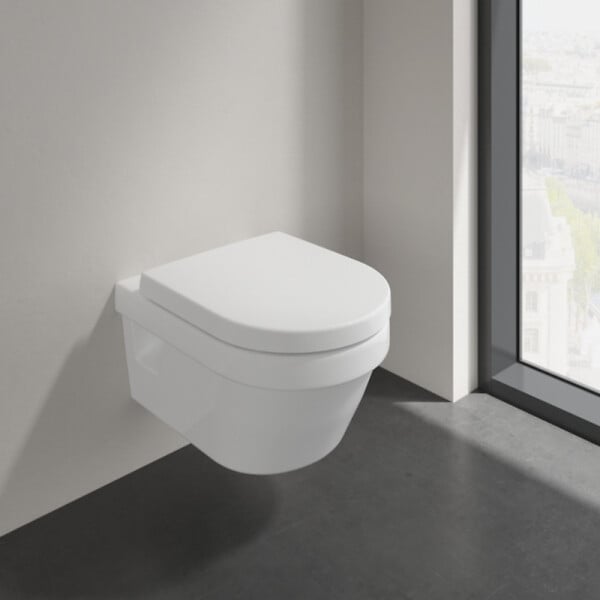 VILLEROY ET BOCH - WC suspendu sans bride  Architectura + abattant + Bâti-support ViConnect + Plaque de commande - large