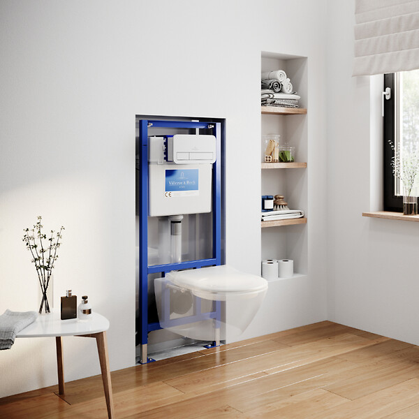VILLEROY ET BOCH - Pack WC sans bride  Subway 2.0 avec abattant frein de chute + bâti Viconnect PRO + plaque blanche - large