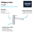 GROHE - Robinet de cuisine bec médium Start Flow Quickfix chromé + nettoyant GrohClean - vignette