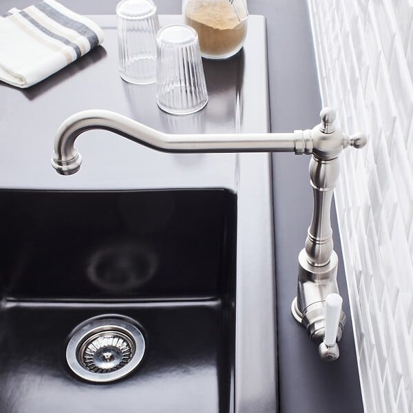 JACOB DELAFON - Mitigeur cuisine Cleo, Bec haut inox brosse - large