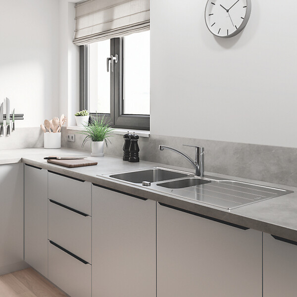 GROHE - Robinet de cuisine bec bas Start 2021 chromé + microfibre - large