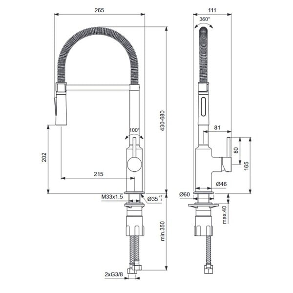 IDEAL STANDARD - Robinet de cuisine semi-pro Ceralook chrome - large