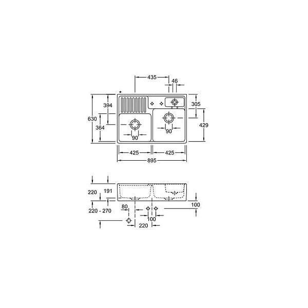 VILLEROY ET BOCH - Evier  Timbre d'office Tradition 2 cuves vidage auto + Robinet de cuisine Avia 2.0 Or Mat - large