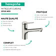 HANSGROHE - Evier 1 bac 840 S52 synthèse noir + robinet de cuisine avec douchette Zesis M33 150 2 jets aspect acier inox - vignette