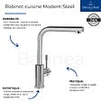 VILLEROY ET BOCH - Evier  Subway Pure 60 égouttoir à droite vidage auto + Robinet de cuisine Modern Steel Acier Massif - vignette