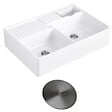 VILLEROY ET BOCH - Evier timbre d'office  Tradition 89,5 x 63 céramique vidage manuel blanc + Cache bonde anthracite - vignette