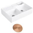 VILLEROY ET BOCH - Evier timbre d'office  Tradition 89,5 x 63 céramique vidage auto blanc + Cache bonde bronze - vignette