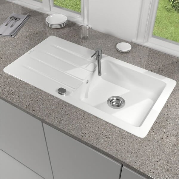 VILLEROY ET BOCH - Evier 100 x 51 cm  Architectura 60 Blanc + Robinet cuisine Bauloop - large