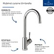 VILLEROY ET BOCH - Robinet cuisine  Umbrella acier massif - vignette