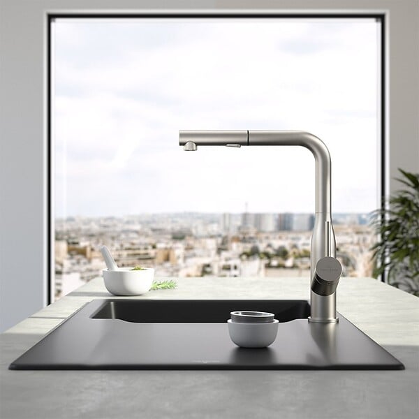VILLEROY ET BOCH - Robinet cuisine  Subway Style Shower acier massif + nettoyant - large
