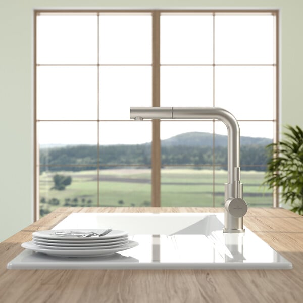 VILLEROY ET BOCH - Robinet cuisine  Steel Shower acier massif + nettoyant - large