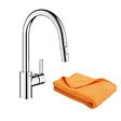 GROHE - Robinet de cuisine avec douchette Feel chromé Quickfix + microfibre - vignette