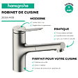 HANSGROHE - Robinet de cuisine avec douchette Zesis M33 150 2 jets aspect acier inox + nettoyant Briochin - vignette