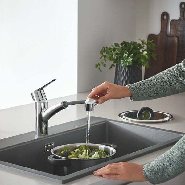 GROHE - Robinet de cusine avec douchette Start 2021 + microfibre - large