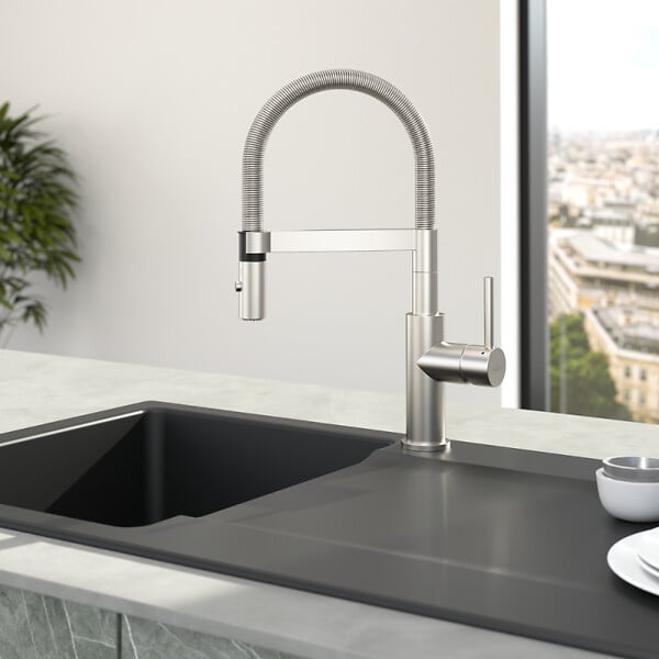 VILLEROY ET BOCH - Robinet cuisine  Steel expert compact acier massif - large