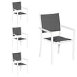 HAPPY GARDEN - Lot de 4 chaises rembourrées en aluminium blanc - textilène gris - vignette