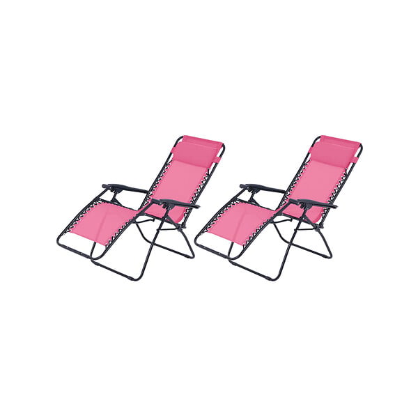 O'COLORS - Lot de 2 fauteuils relax de jardin - Multi positions - Bleu et rose - large