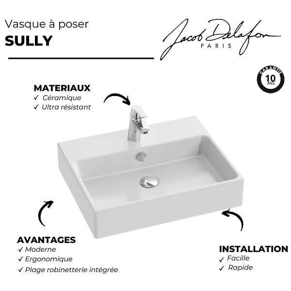 JACOB DELAFON - Vasque à poser Sully, Blanc - large