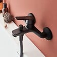 JACOB DELAFON - Pommeau douche 3 jets + mitigeur bain douche mural + barre douche + flexible Aimé noir - vignette