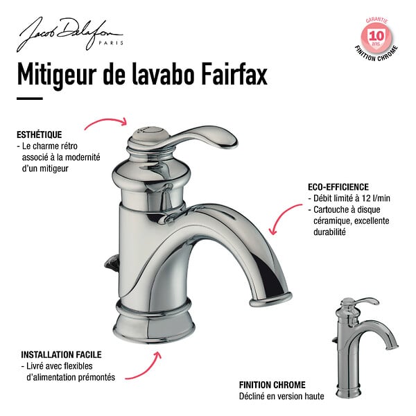 JACOB DELAFON - Mitigeur lavabo haut Fairfax - large