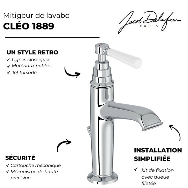JACOB DELAFON - Mitigeur lavabo Cléo 1889 Chrome - large