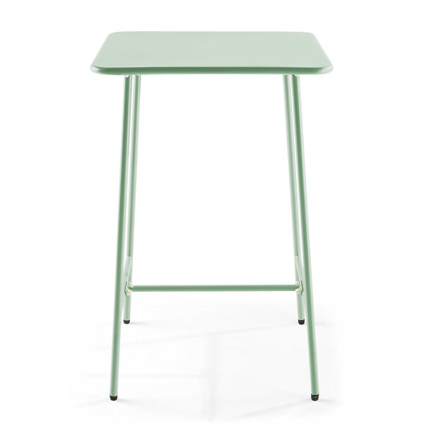 OVIALA - Ensemble table de bar et 4 chaises hautes en métal vert sauge - Palavas - large