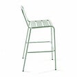 OVIALA - Ensemble table de bar et 4 chaises hautes en métal vert sauge - Palavas - vignette