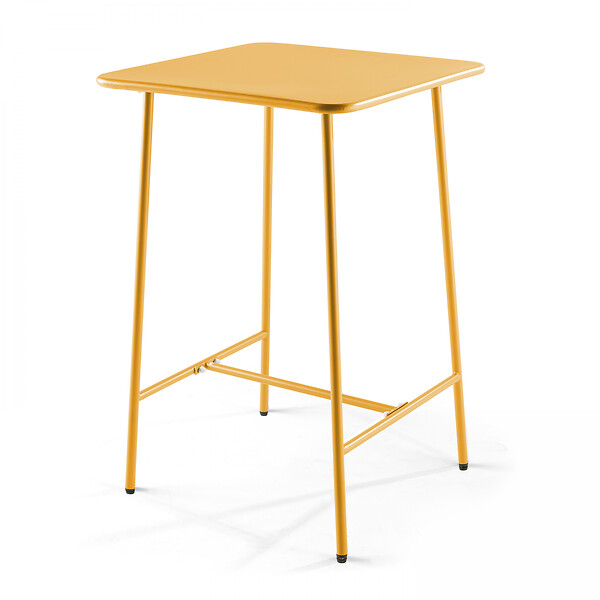 OVIALA - Ensemble table de bar et 4 chaises hautes en métal jaune - Palavas - large