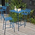 OVIALA - Ensemble table de bar et 2 chaises hautes en métal bleu pacific - Palavas - vignette