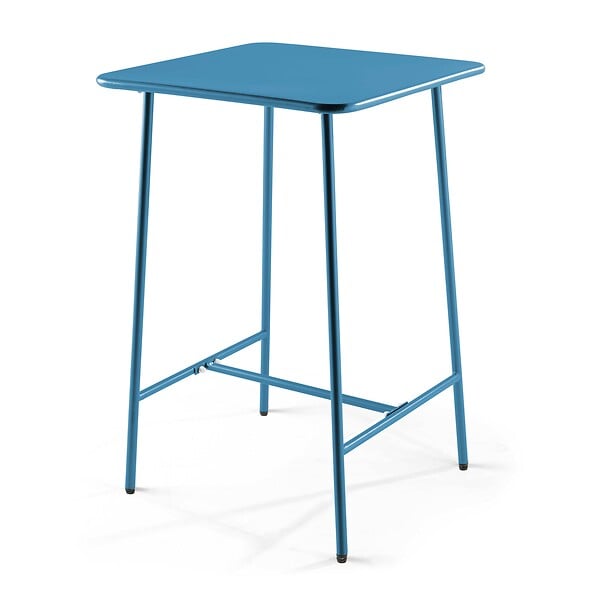OVIALA - Ensemble table de bar et 2 chaises hautes en métal bleu pacific - Palavas - large