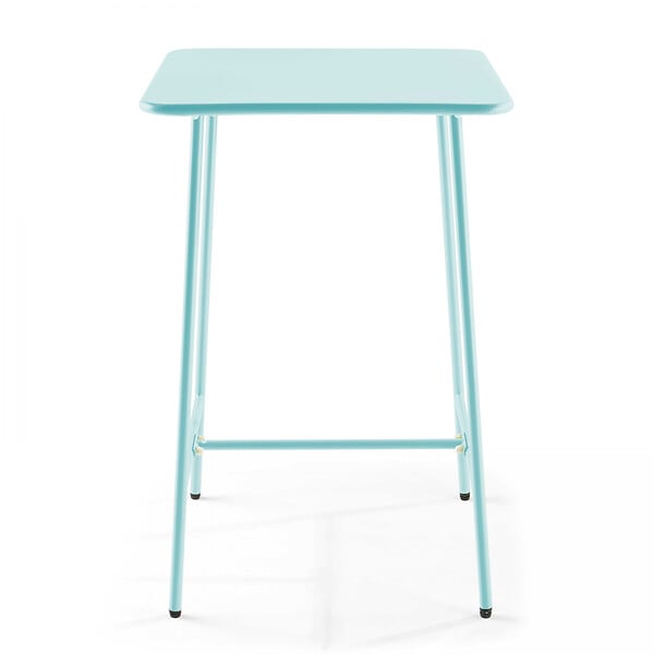 OVIALA - Ensemble table de bar et 4 chaises hautes en métal turquoise - Palavas - large