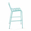 OVIALA - Ensemble table de bar et 4 chaises hautes en métal turquoise - Palavas - vignette