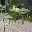 OVIALA - Ensemble table de bar et 2 chaises hautes en métal vert cactus - Palavas - vignette