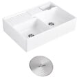 VILLEROY ET BOCH - Evier timbre d'office  Tradition 89,5 x 63 céramique vidage manuel blanc + Cache bonde acier massif - vignette
