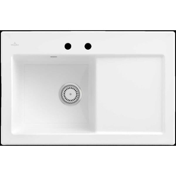 VILLEROY ET BOCH - Evier 1 bac avec egouttoir a droite  Subway Pure 45 78 x 51 cm Blanc vidage automatique inclus - large