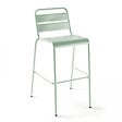 OVIALA - Ensemble table de bar et 2 chaises hautes en métal vert sauge - Palavas - vignette