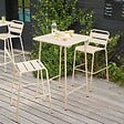 OVIALA - Ensemble table de bar et 2 chaises hautes en métal ivoire - Palavas - vignette