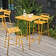 OVIALA - Ensemble table de bar et 2 chaises hautes en métal jaune - Palavas - vignette
